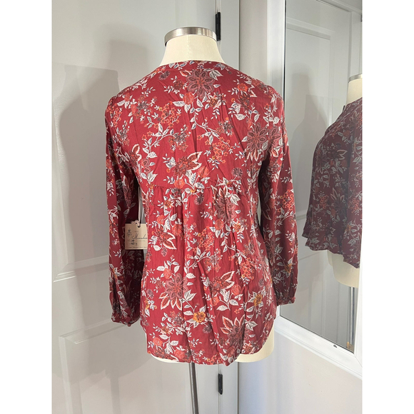 caffe marrakech notched printed blouse size small - Picture 7 of 8